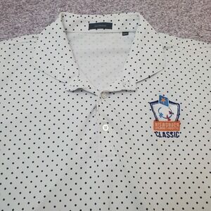 Turtleson Mens Polo Shirt 2XL White Blue Polka Dot Golf Logo Niswonger Hospital